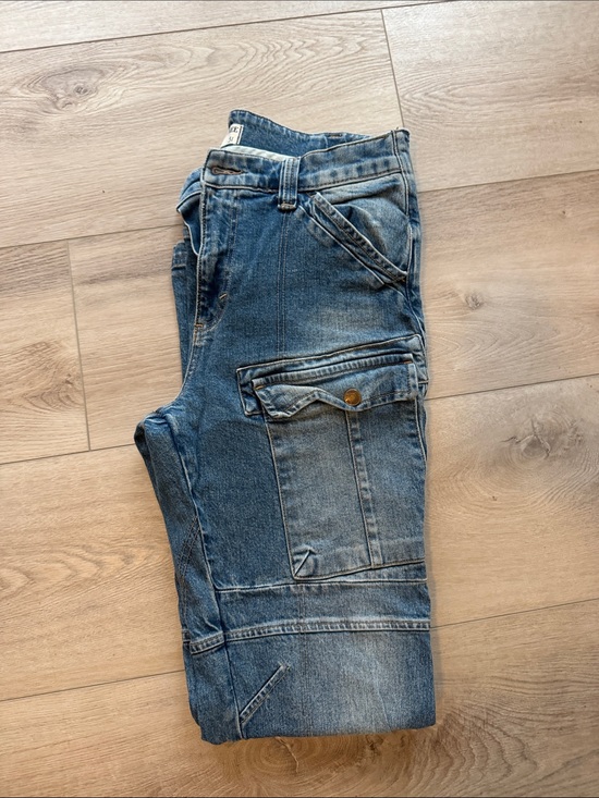 Free People Denim - Free People Blue Boyfriend Cargo Jeans